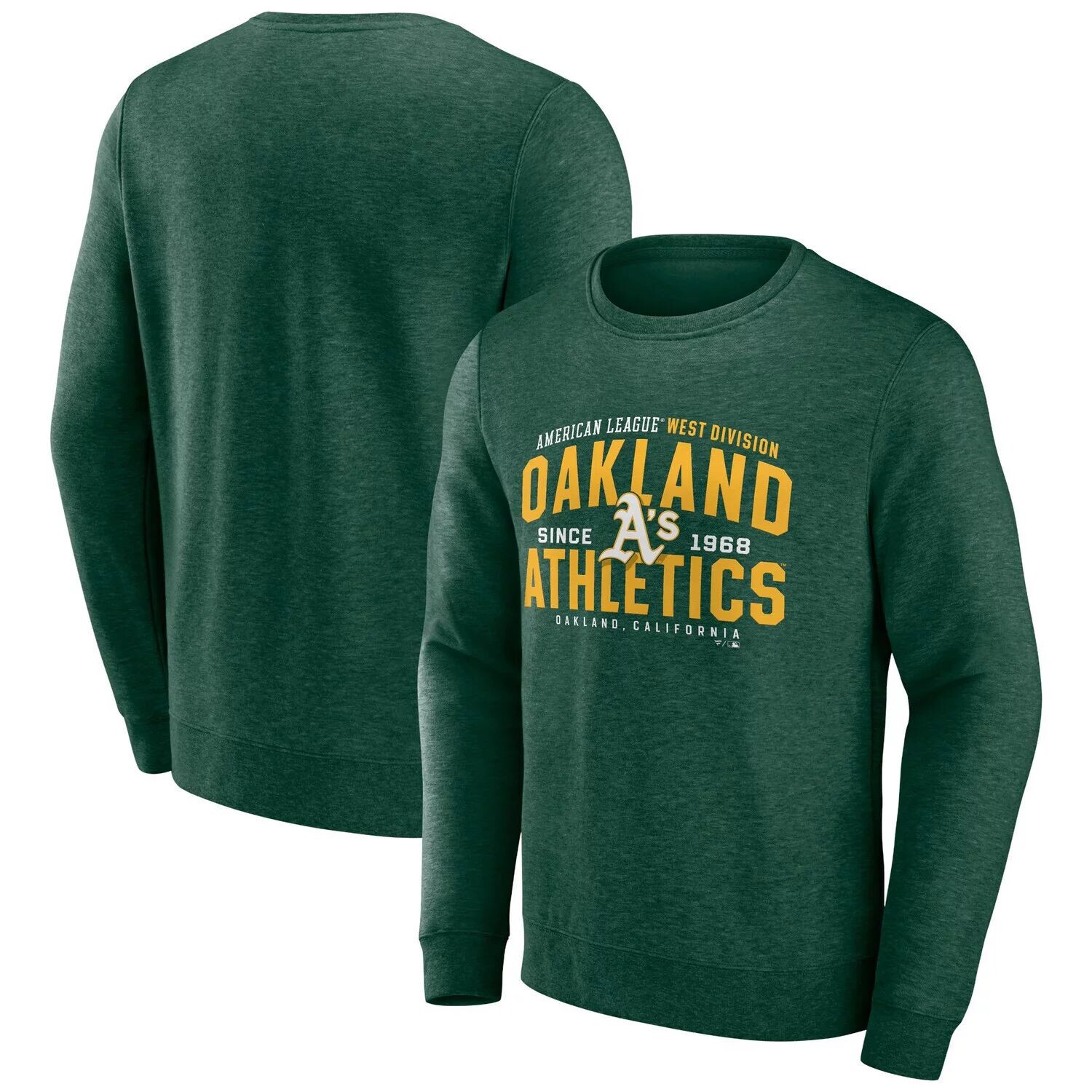 

Мужской классический пуловер с капюшоном Oakland Athletics зеленого цвета с фирменным логотипом Fanatics, Зеленый