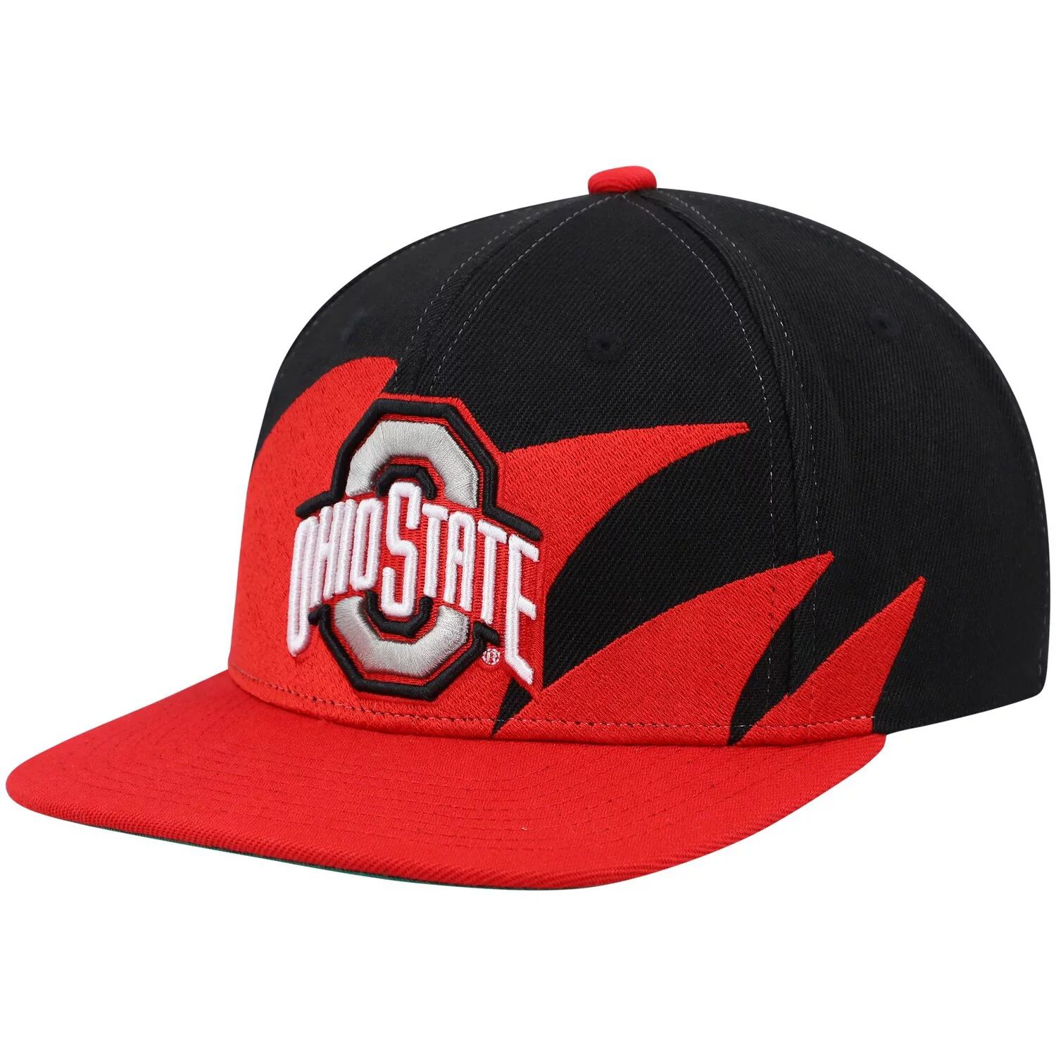 

Мужская кепка Mitchell & Ness Scarlet/Black Ohio State Buckeyes Sharktooth Snapback