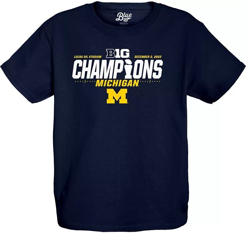 

Blue 84 Футболка Youth Michigan Wolverines 2023 Big 10 Champions