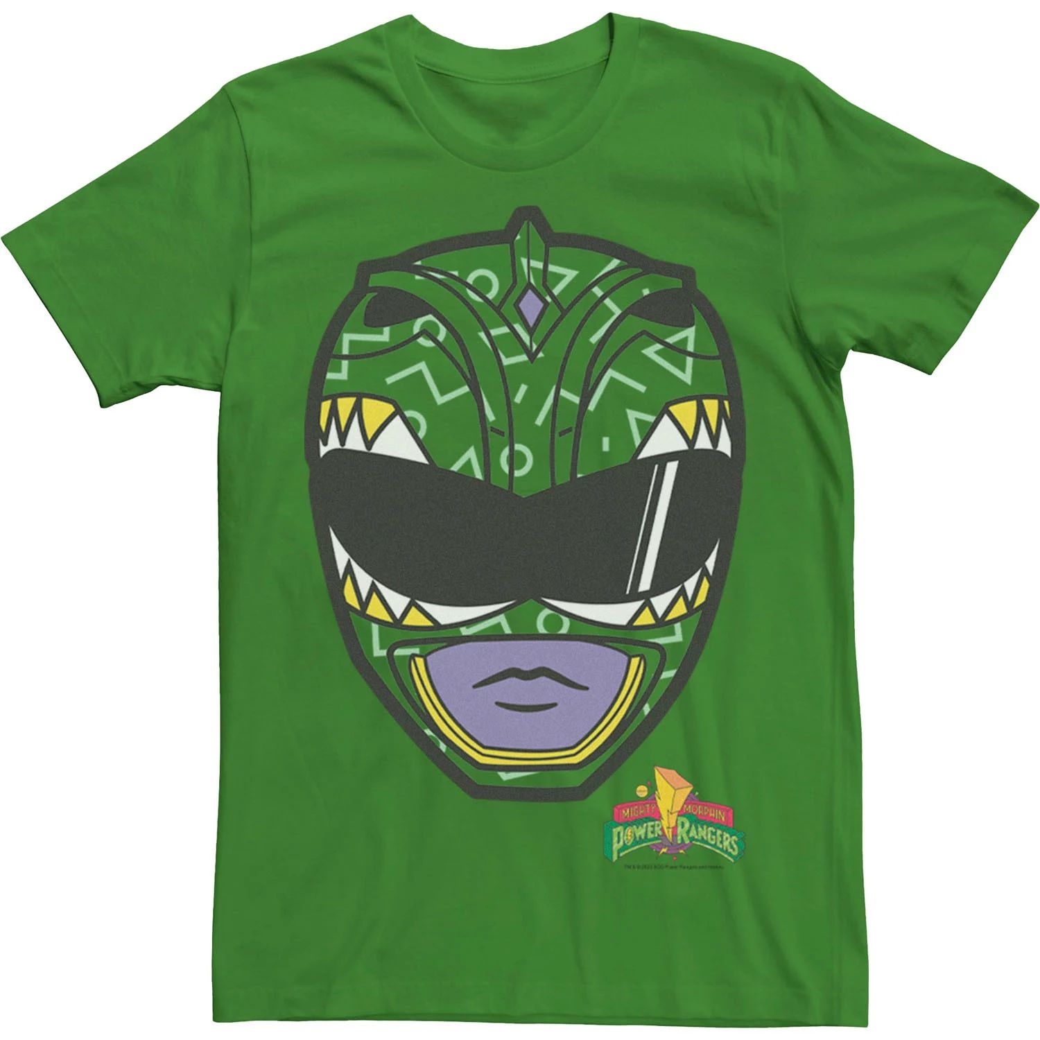 Мужская футболка Power Rangers Green Ranger с большим лицом Licensed Character