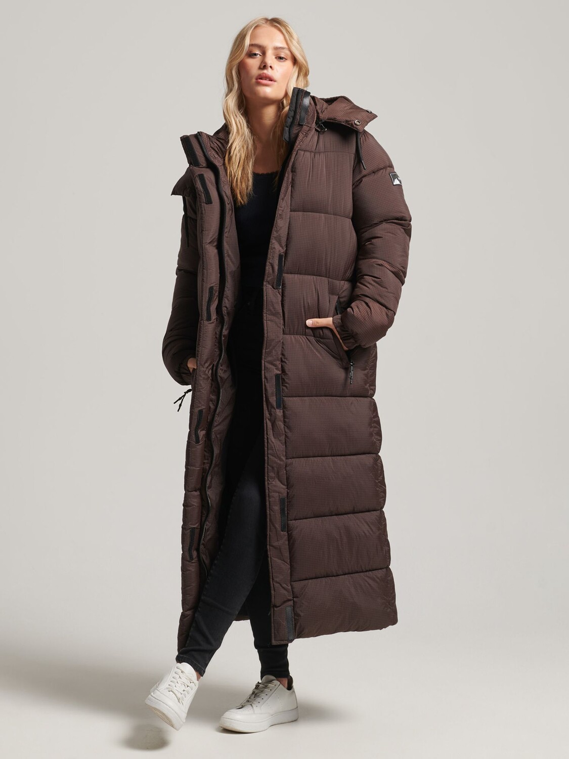 

Удлиненная куртка-пуховик Superdry Ripstop, сетка темного дуба