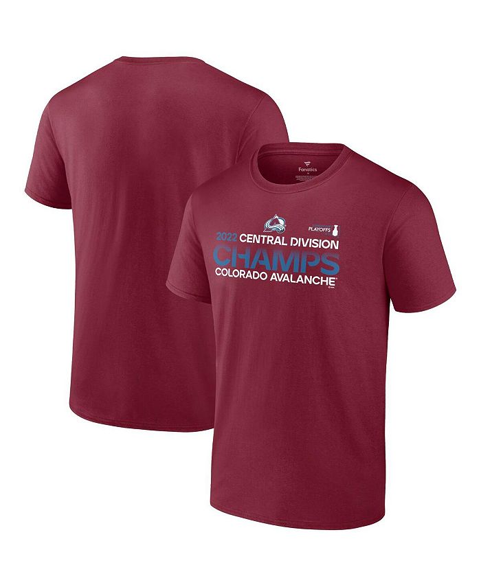 

Мужская фирменная бордовая футболка Colorado Avalanche Central Division Champions 2022 Fanatics, красный