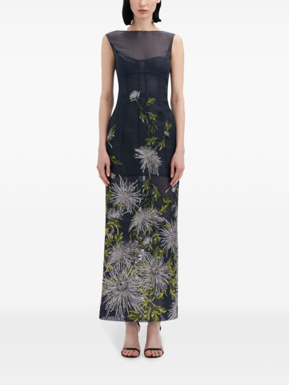 

Oscar de la Renta платье Chrysanthemum, серебристый