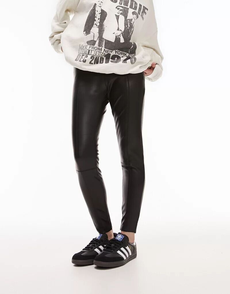 

Брюки скинни Topshop из черной искусственной кожи