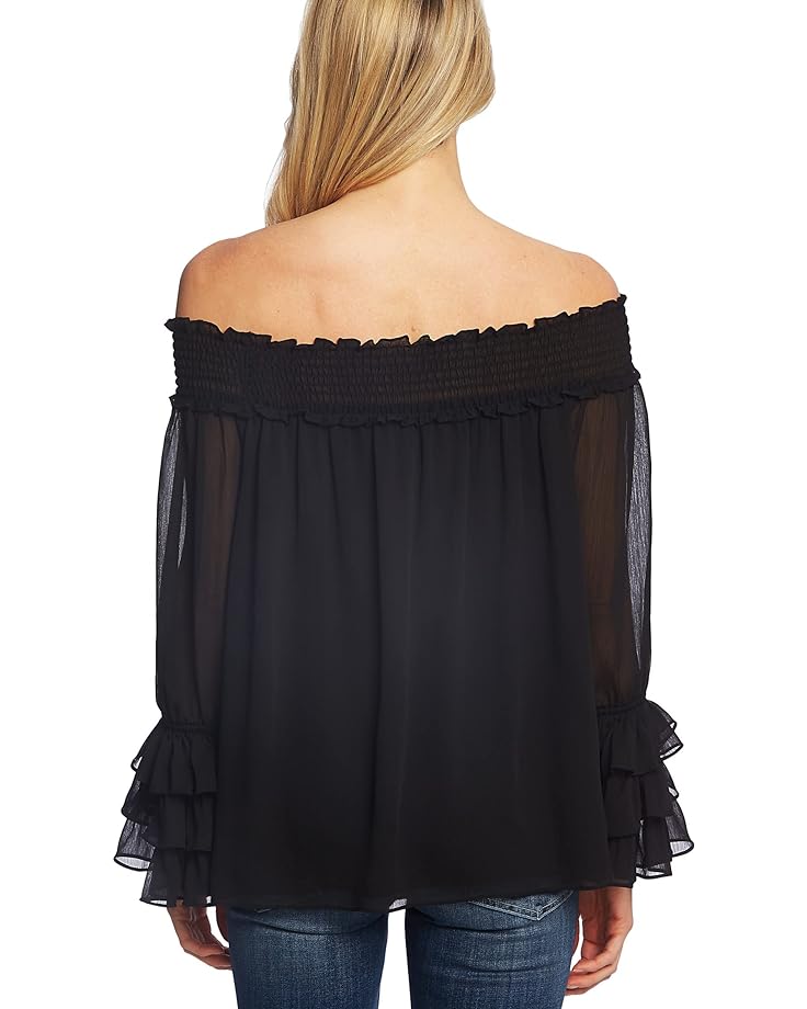 Блуза CeCe Off-the-Shoulder Smocked Blouse, цвет Rich Black