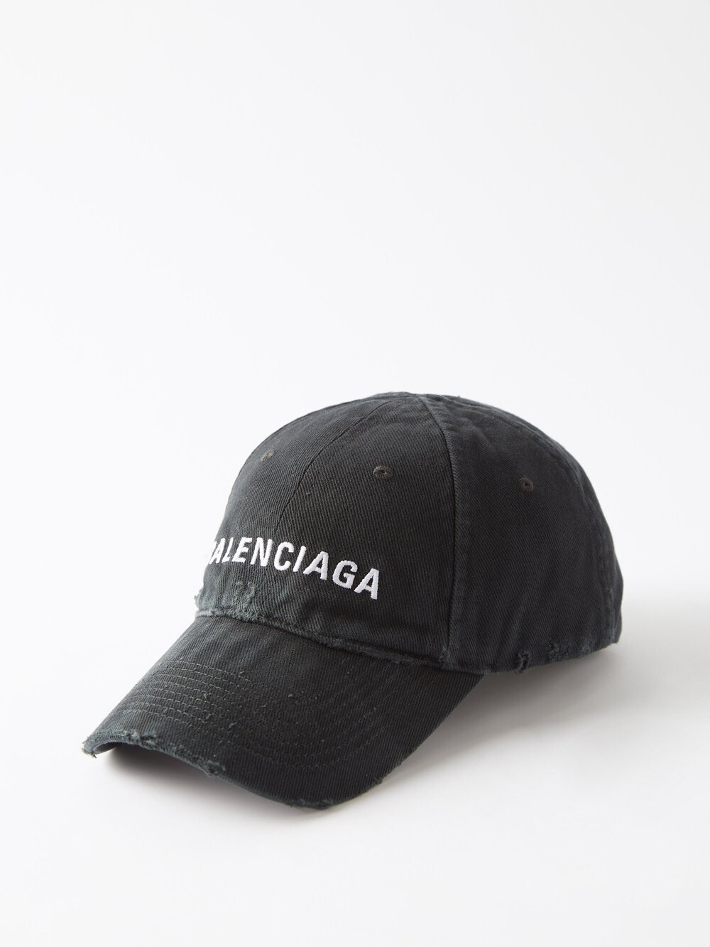 

Бейсболка из потертого хлопка с вышитым логотипом Balenciaga, черный