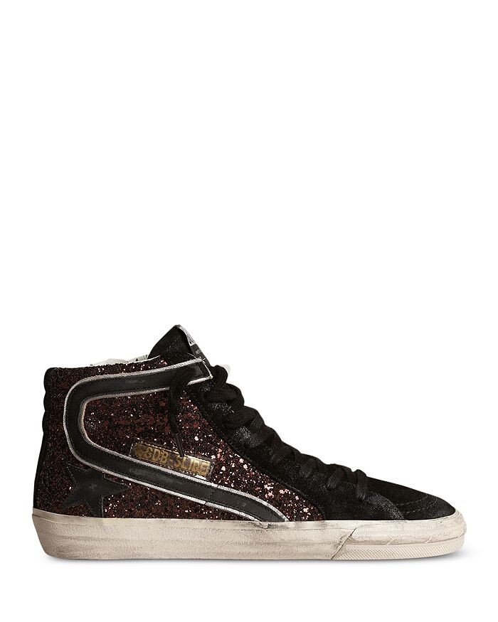 

Женские высокие кеды с блестками Slide Golden Goose