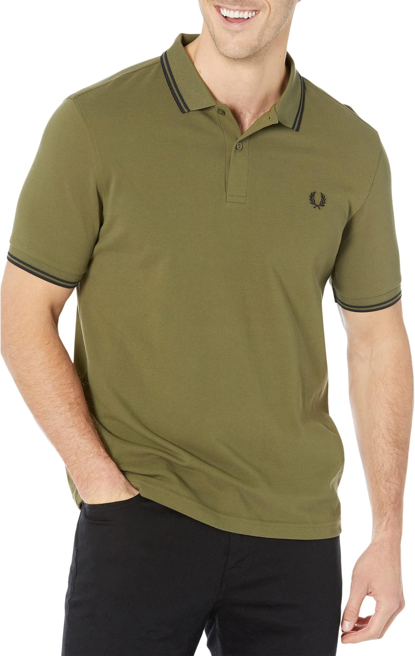 

Рубашка-поло Twin Tipped Fred Perry Shirt Fred Perry, цвет Uniform Green/Black/Black