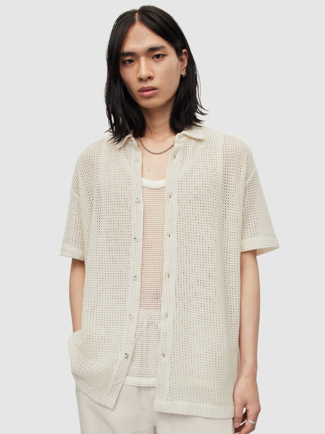 

Рубашка с коротким рукавом AllSaints Munroe, мелово-белый