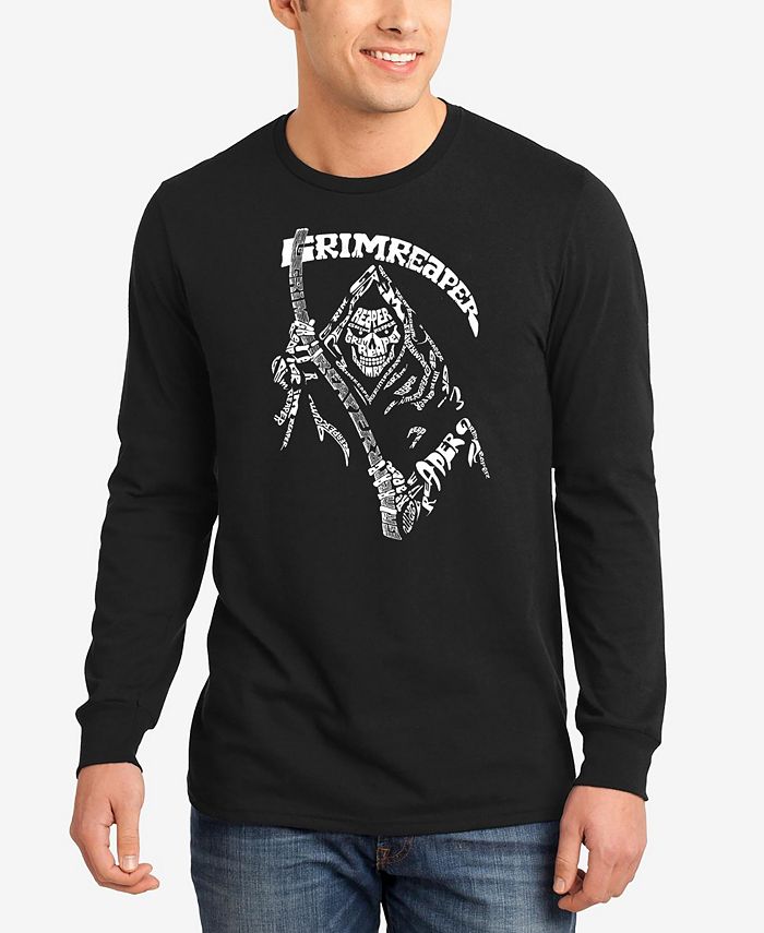 Мужская футболка с длинным рукавом Grim Reaper Word Art LA Pop Art, черный детская футболка смерть на чёрном коте grim reaper cat 164 красный