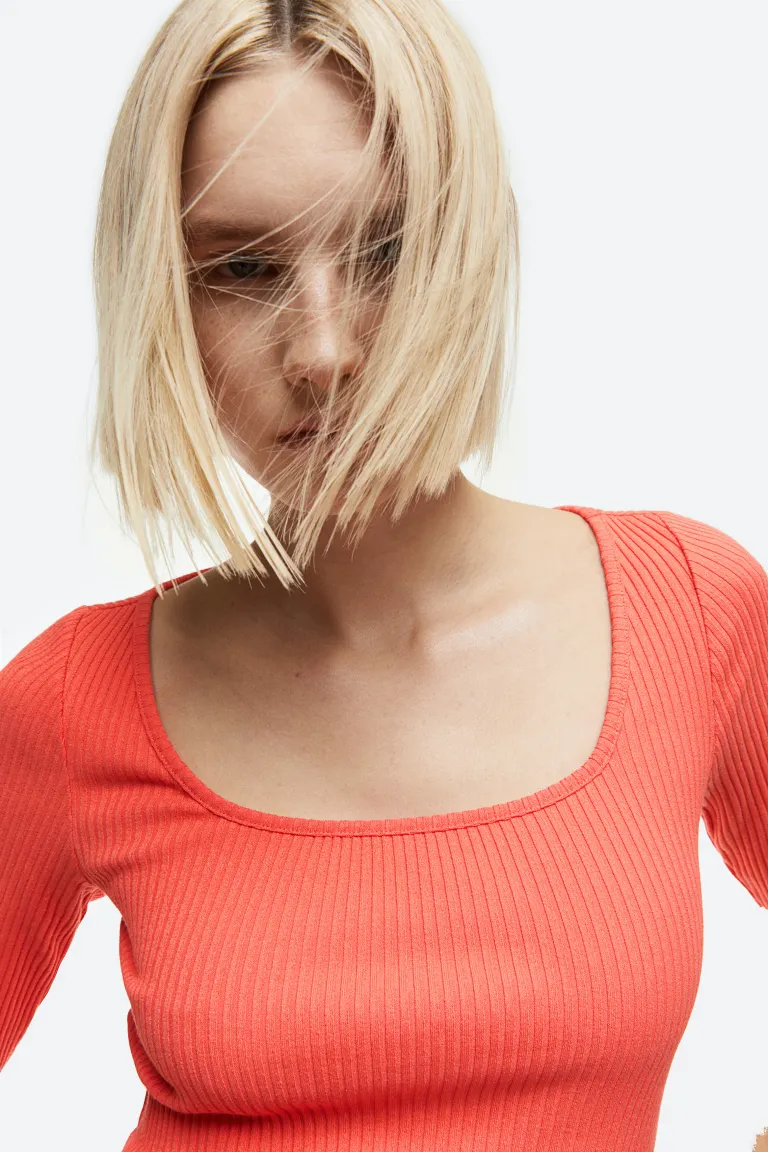 

Блузка в рубчик H&M, бежевый