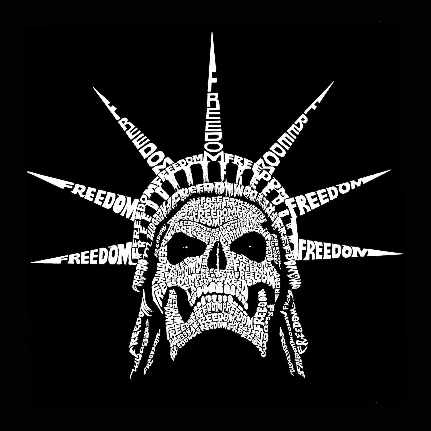 

Freedom Skull — мужской свитшот с круглым вырезом Word Art LA Pop Art