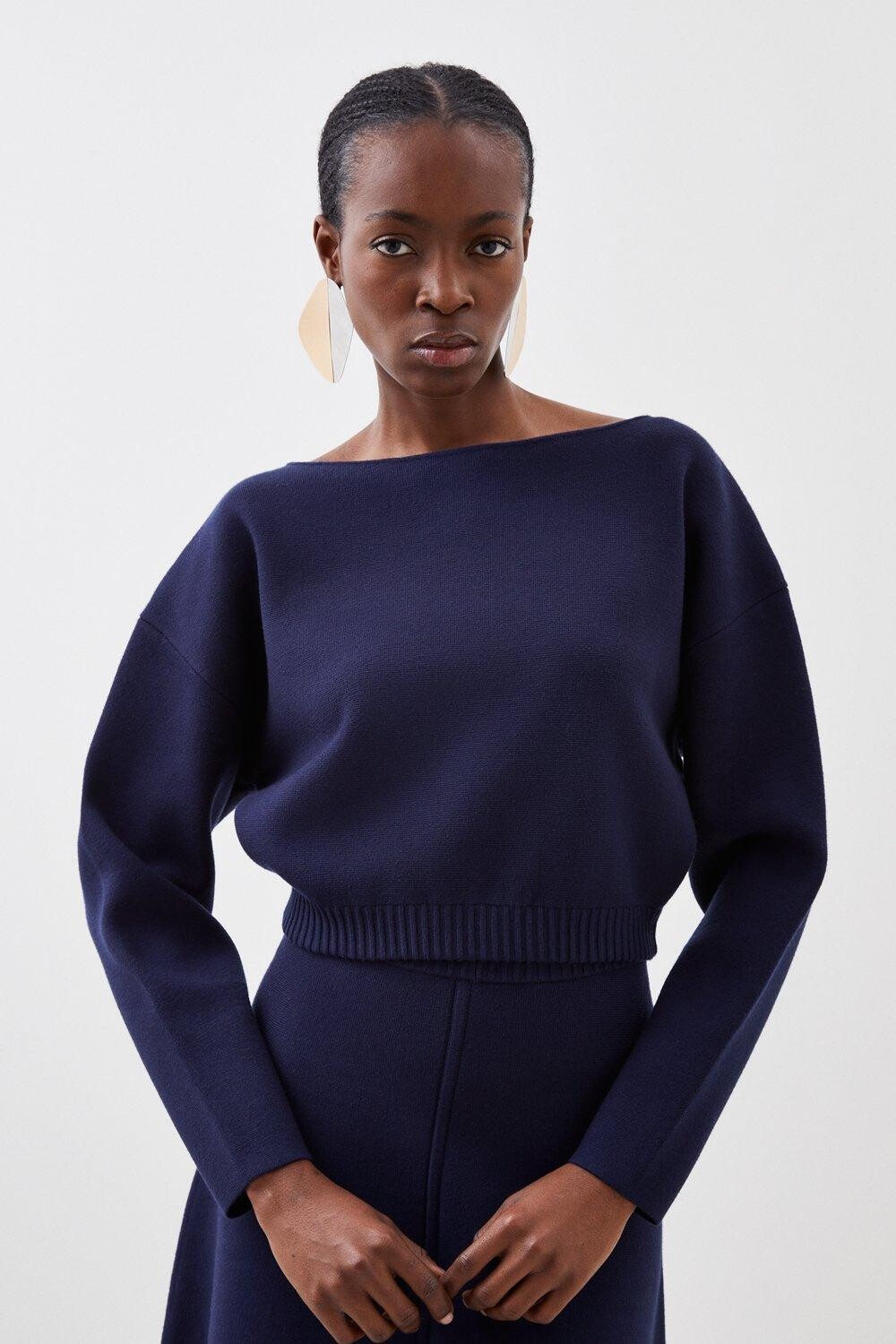 

Координатный трикотажный топ Milano Karen Millen, темно-синий