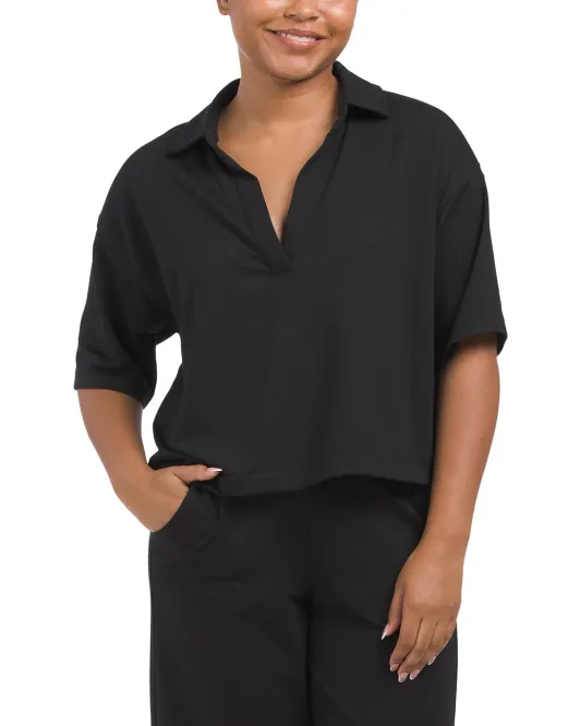 

Топ с короткими рукавами и воротником Johnny Dkny Sport, черный