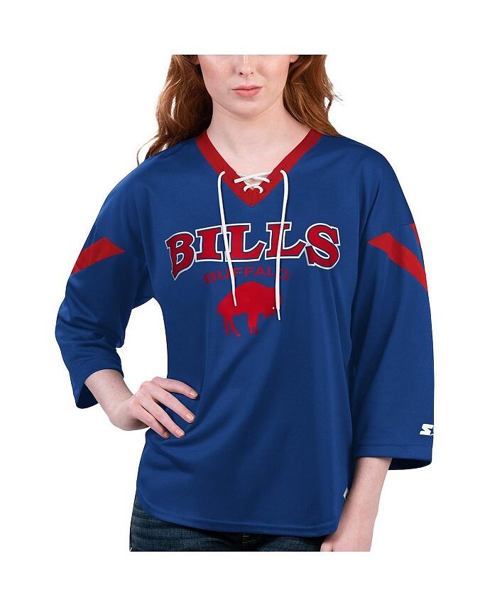 

Женская футболка Royal Buffalo Bills Rally со шнуровкой и рукавами 3/4 Starter, синий