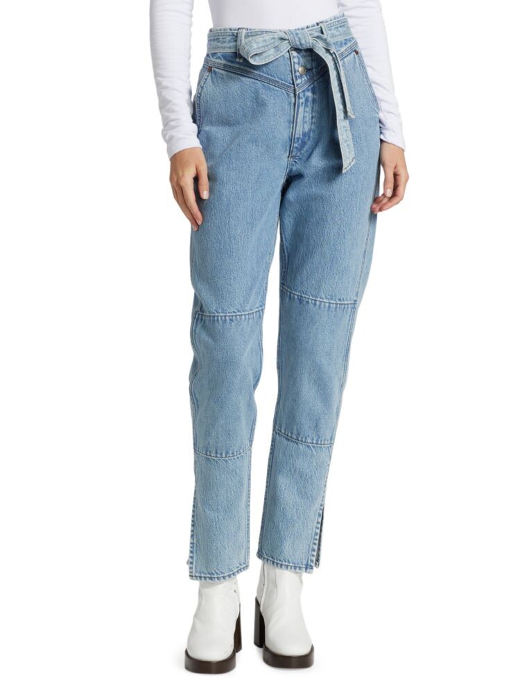

Зауженные джинсы Mia с высокой посадкой и поясом Rag & Bone, синий