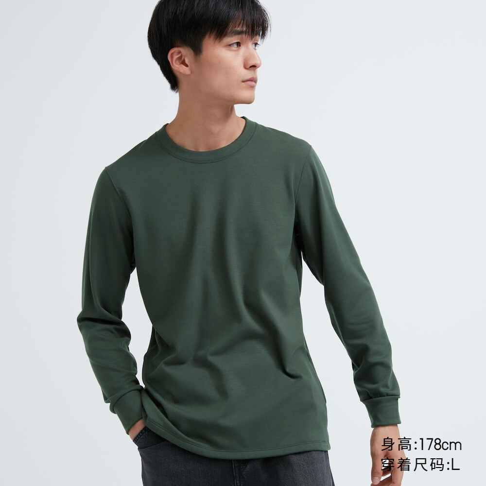 

Свитшот Uniqlo с круглым вырезом, темно-зеленая