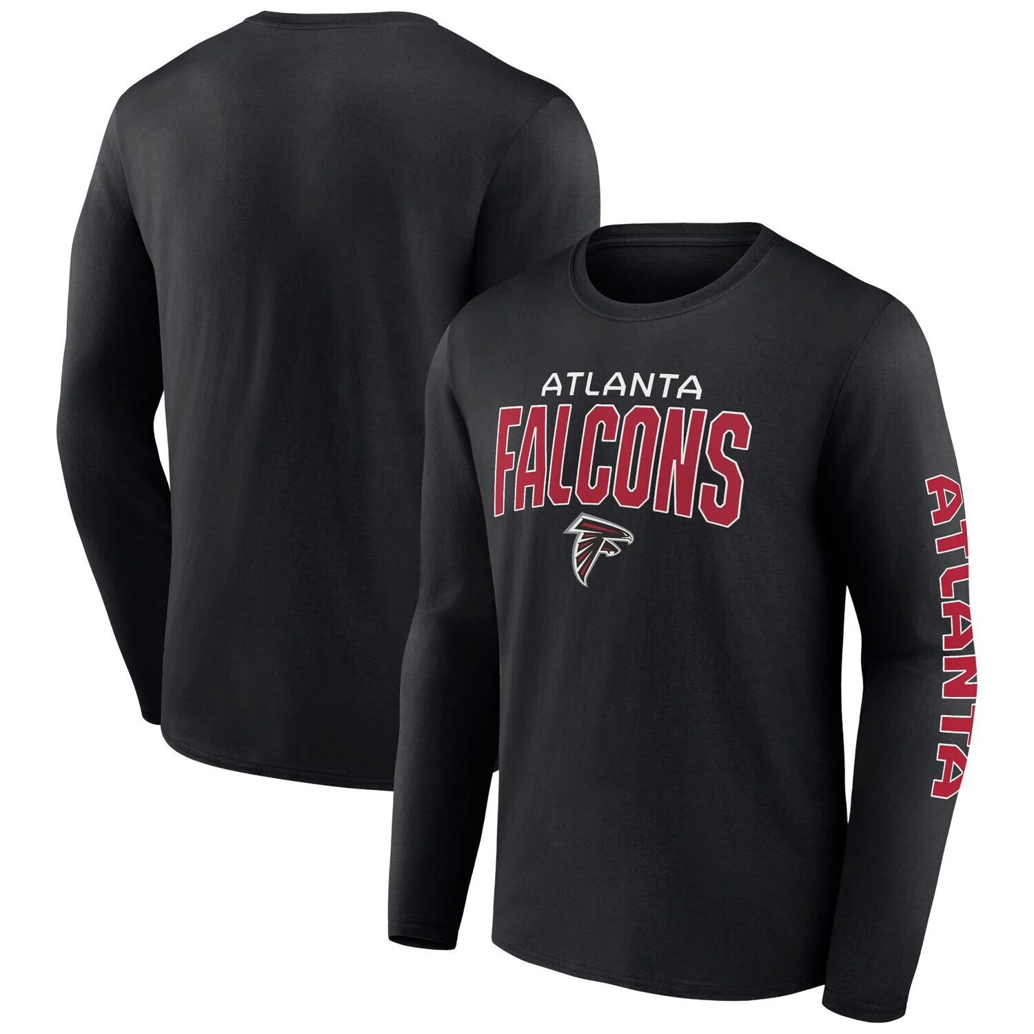 

Мужская черная футболка с длинным рукавом и надписью Atlanta Falcons Go the Distance Fanatics, Черный