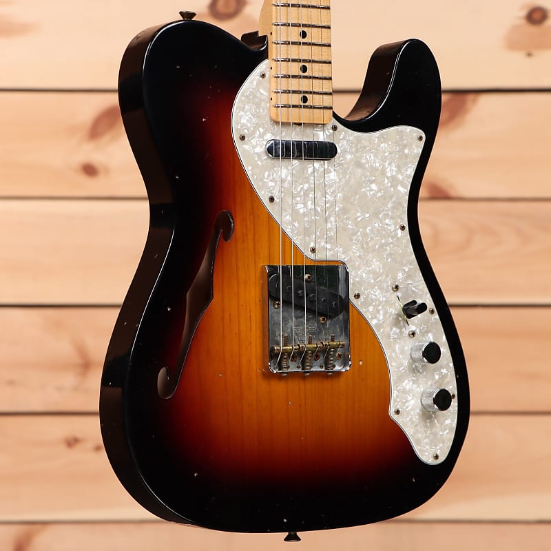 Электрогитара Fender Custom Shop 1968 Thinline Telecaster Relic - 3 Color Sunburst - CZ564679 декаль на гитару fender telecaster thinline 1968 1975
