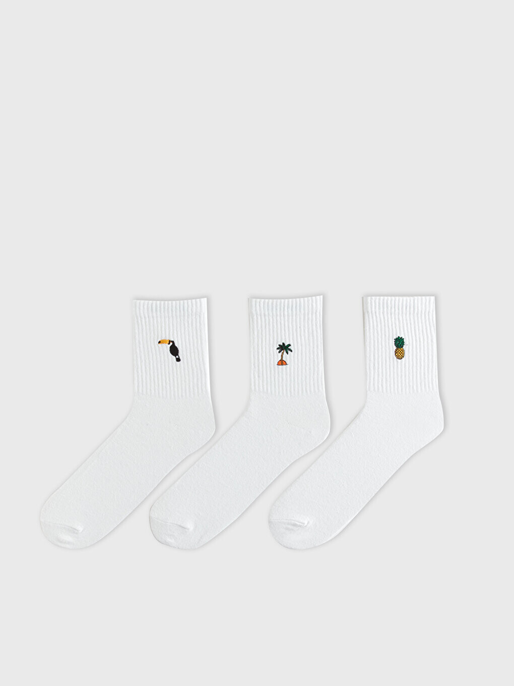 

Мужские носки с вышивкой, 3 предмета LCW ACCESSORIES, окрашенная пряжа смешанного цвета