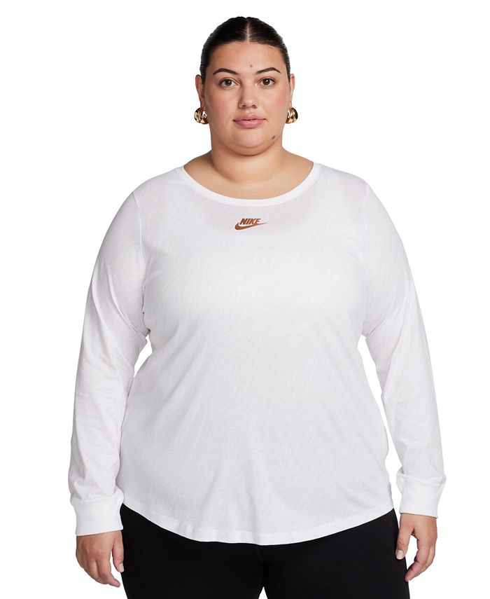 Спортивная одежда больших размеров - Топ с длинными рукавами Essentials Nike, белый
