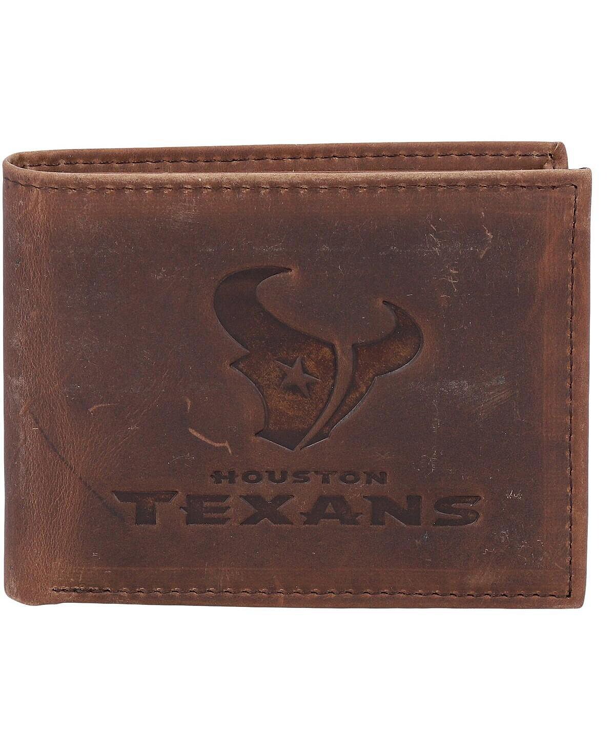 

Мужской коричневый кожаный кошелек двойного сложения Houston Texans Evergreen Enterprises