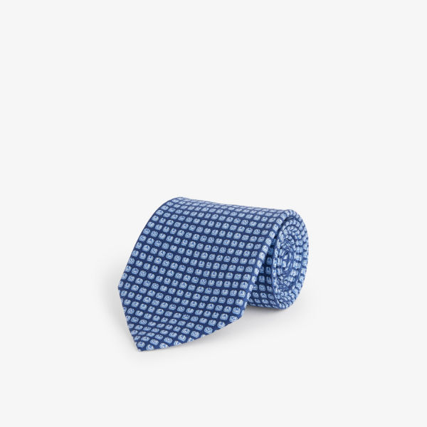 Шелковый галстук с принтом Ferragamo, синий