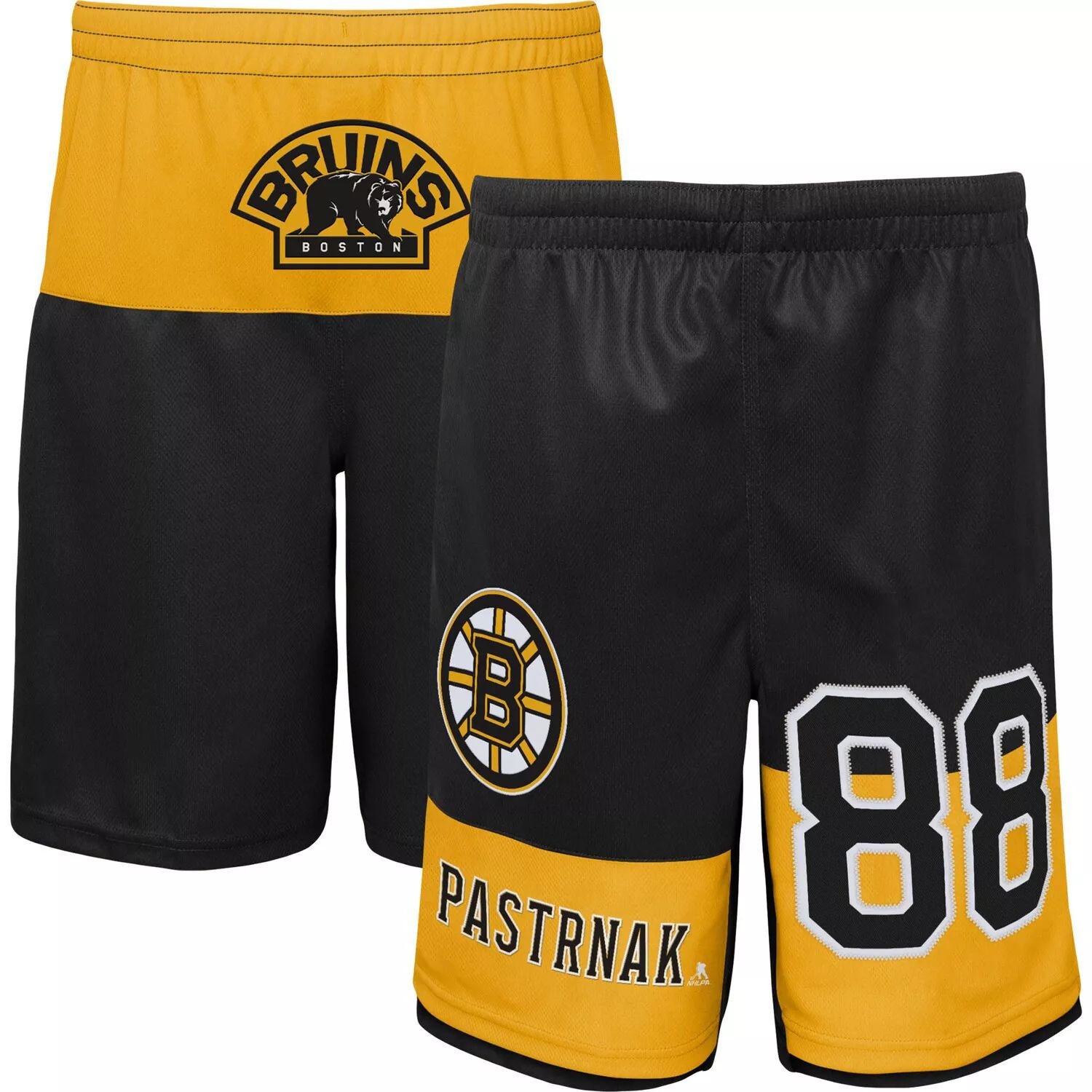 

Молодежные шорты David Pastrnak Black Boston Bruins Pandemonium с именем и номером Outerstuff