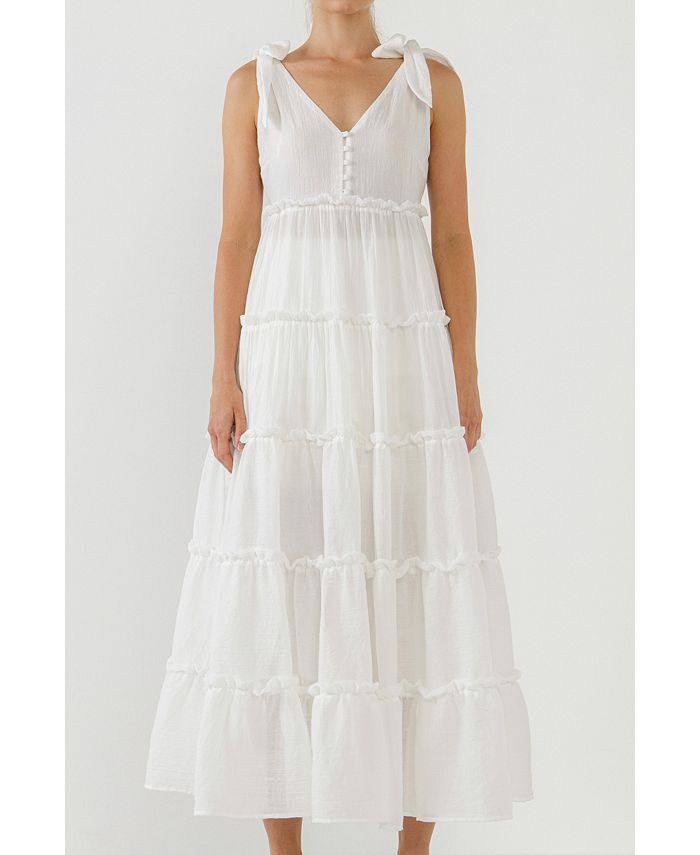 Женское многоярусное платье макси Free the Roses, белый фото