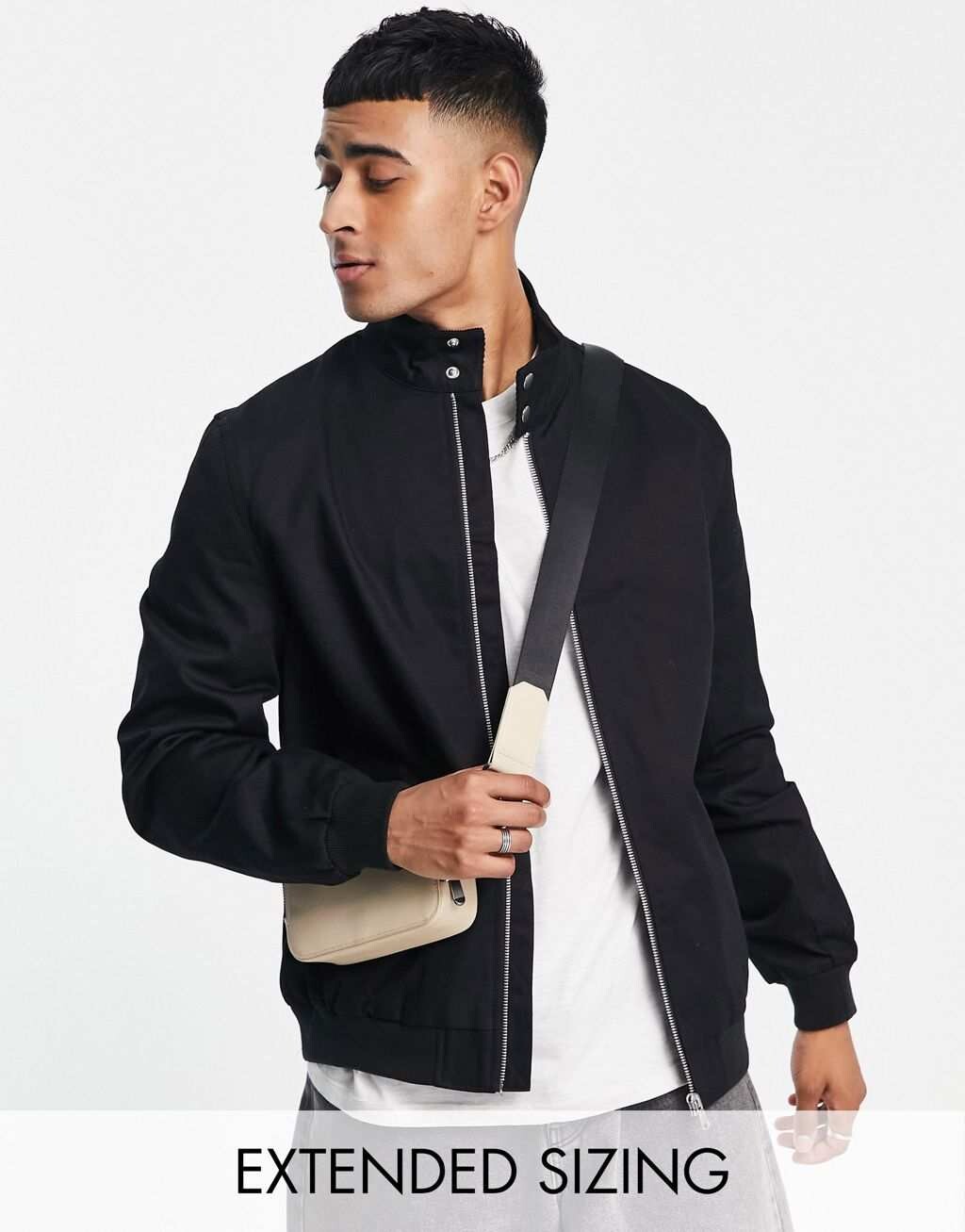 

Черная куртка Харрингтон с воротником-воронкой ASOS DESIGN, Черный