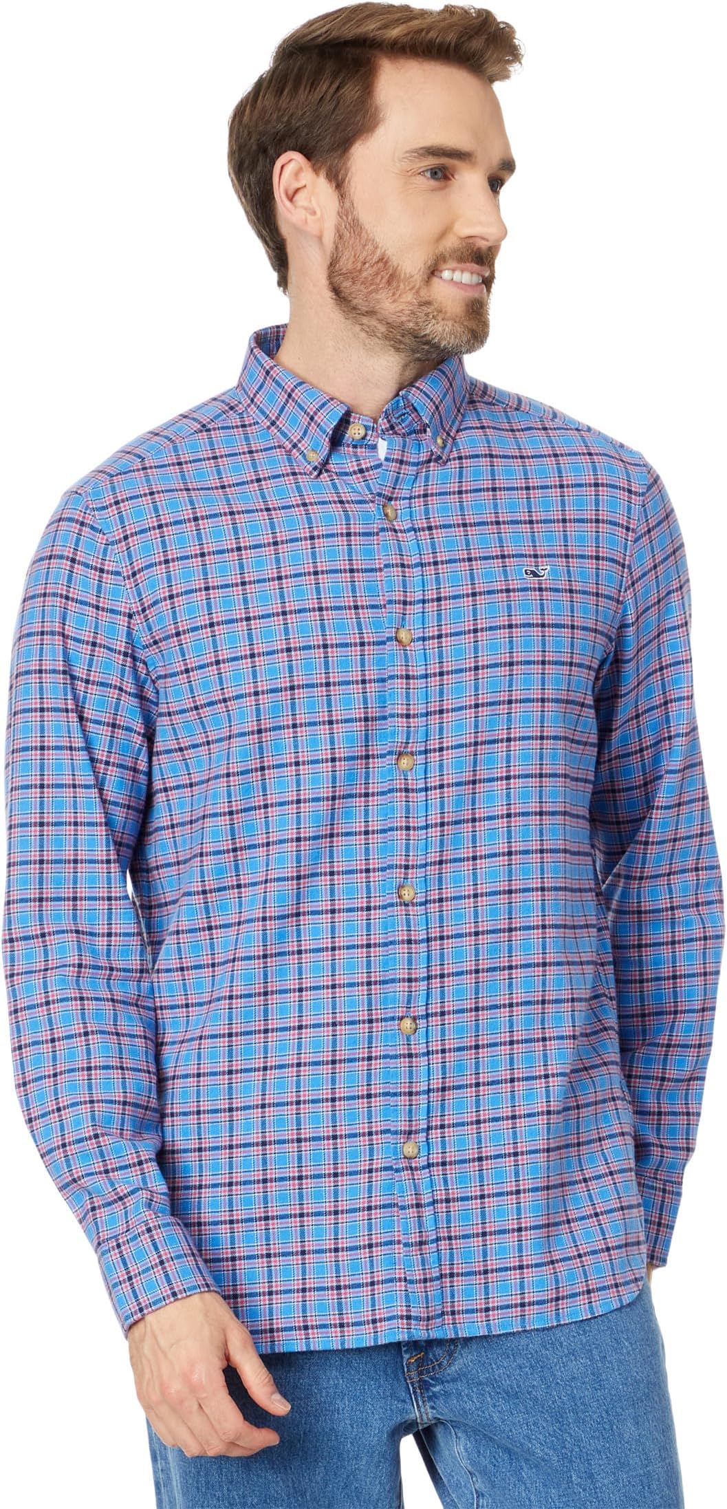 

Рубашка Vineyard Vines Flannel Check Whale Shirt, цвет Check Hull Blue