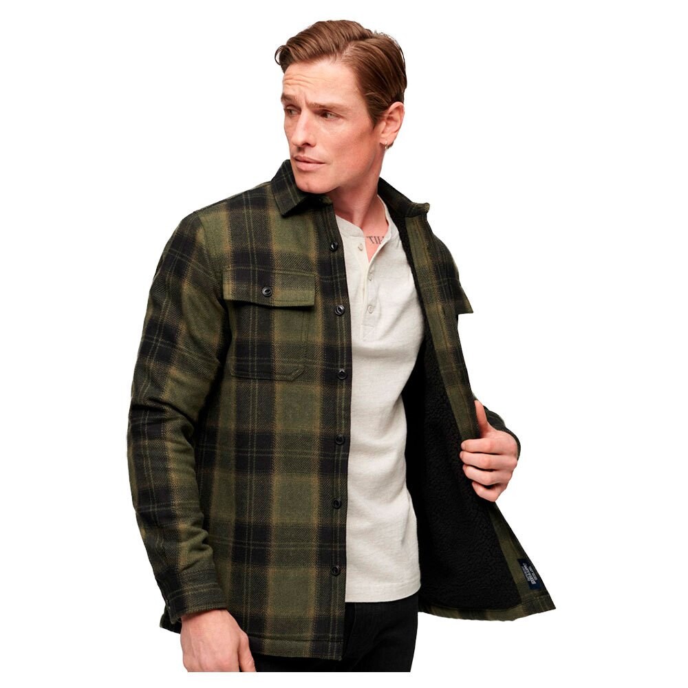 

Рубашка Superdry Wool Miller, зеленый