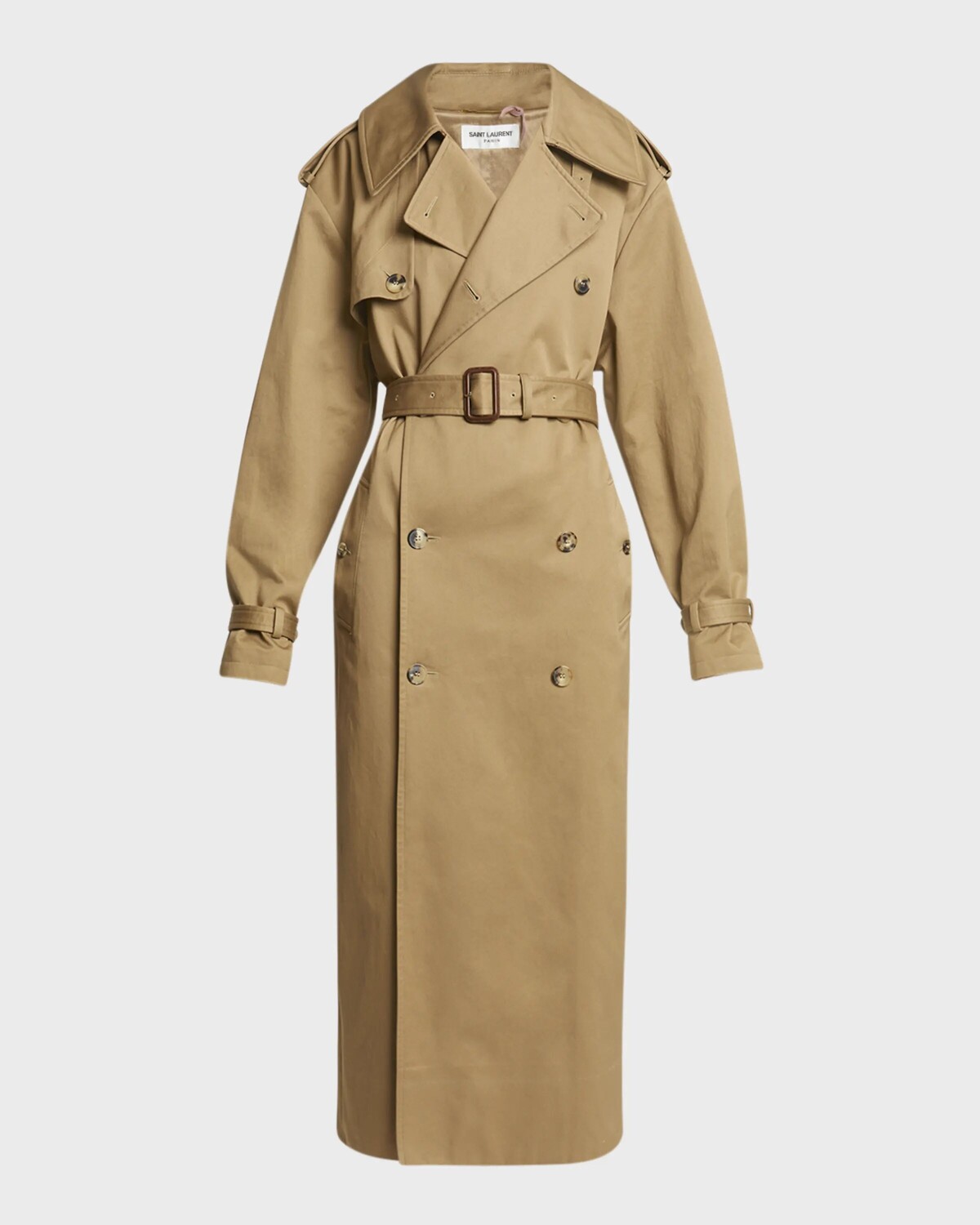 

Длинный тренч с поясом Saint Laurent, бежевый