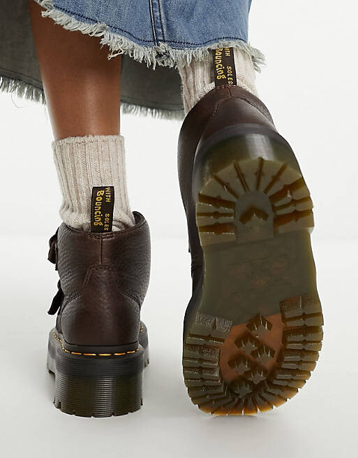 

Ботинки-четверки Dr Martens Devon с цветочным принтом из темно-коричневой кожи гризли