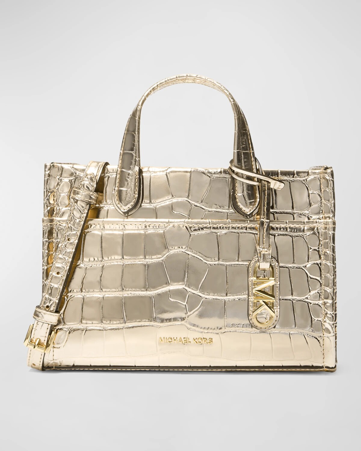 

Сумка Gigi из кожи с тиснением под крокодила и металлизированной верхней ручкой Michael Michael Kors, золотой