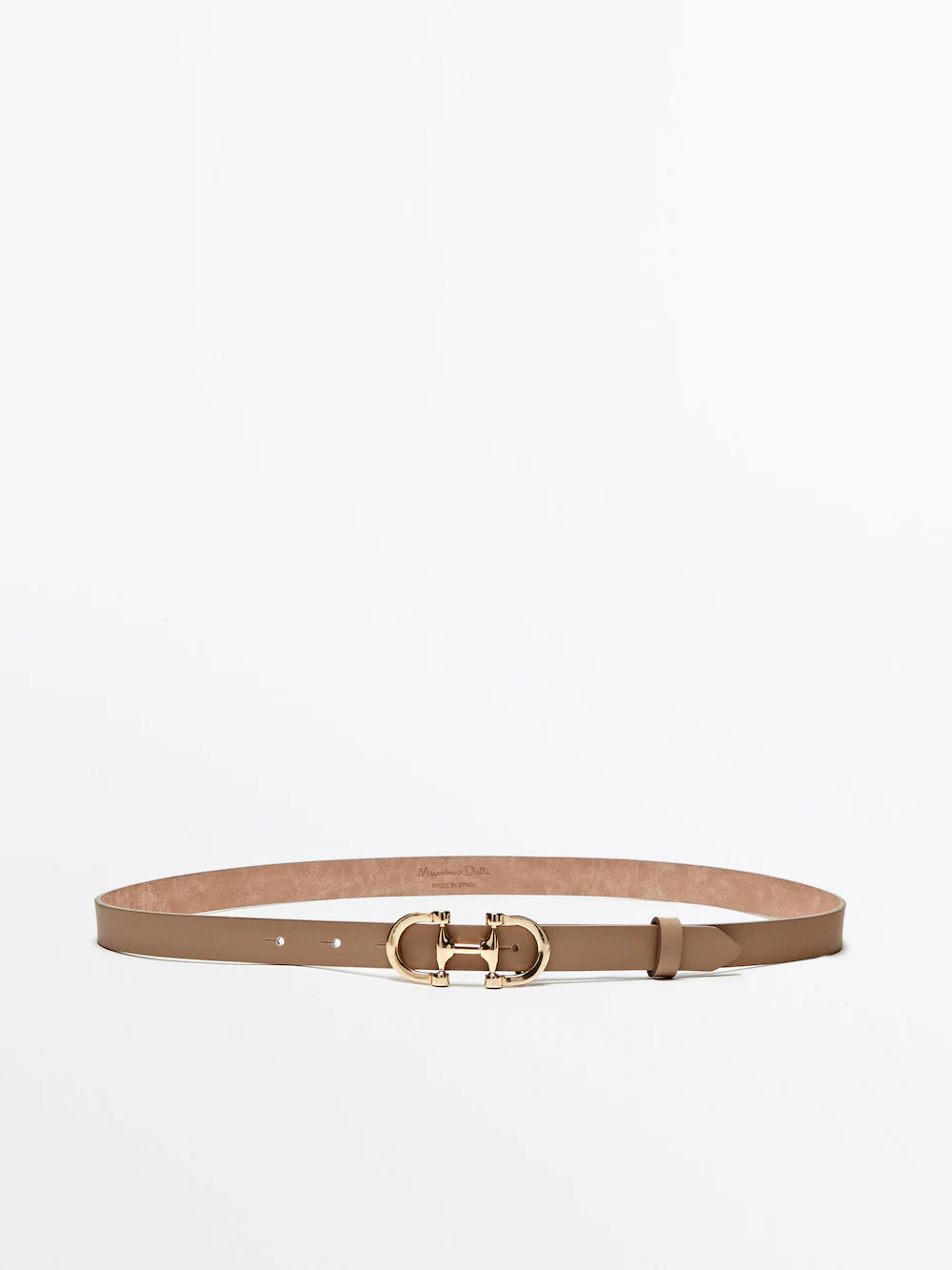 

Кожаный ремень с двойной пряжкой Massimo Dutti, песочный