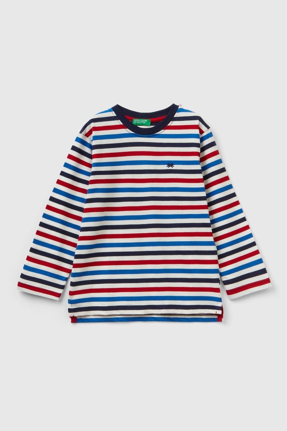

Красный топ с длинными рукавами и полосатым логотипом Benetton, красный