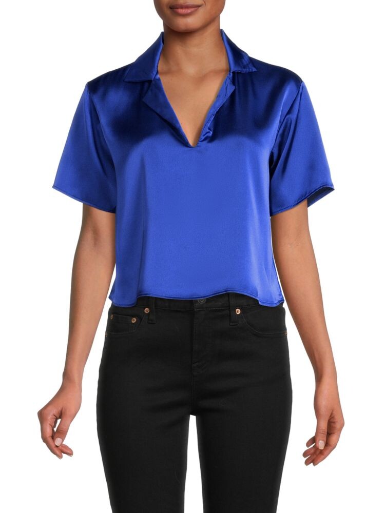 

Атласный укороченный топ с воротником Renee C., цвет Royal Blue