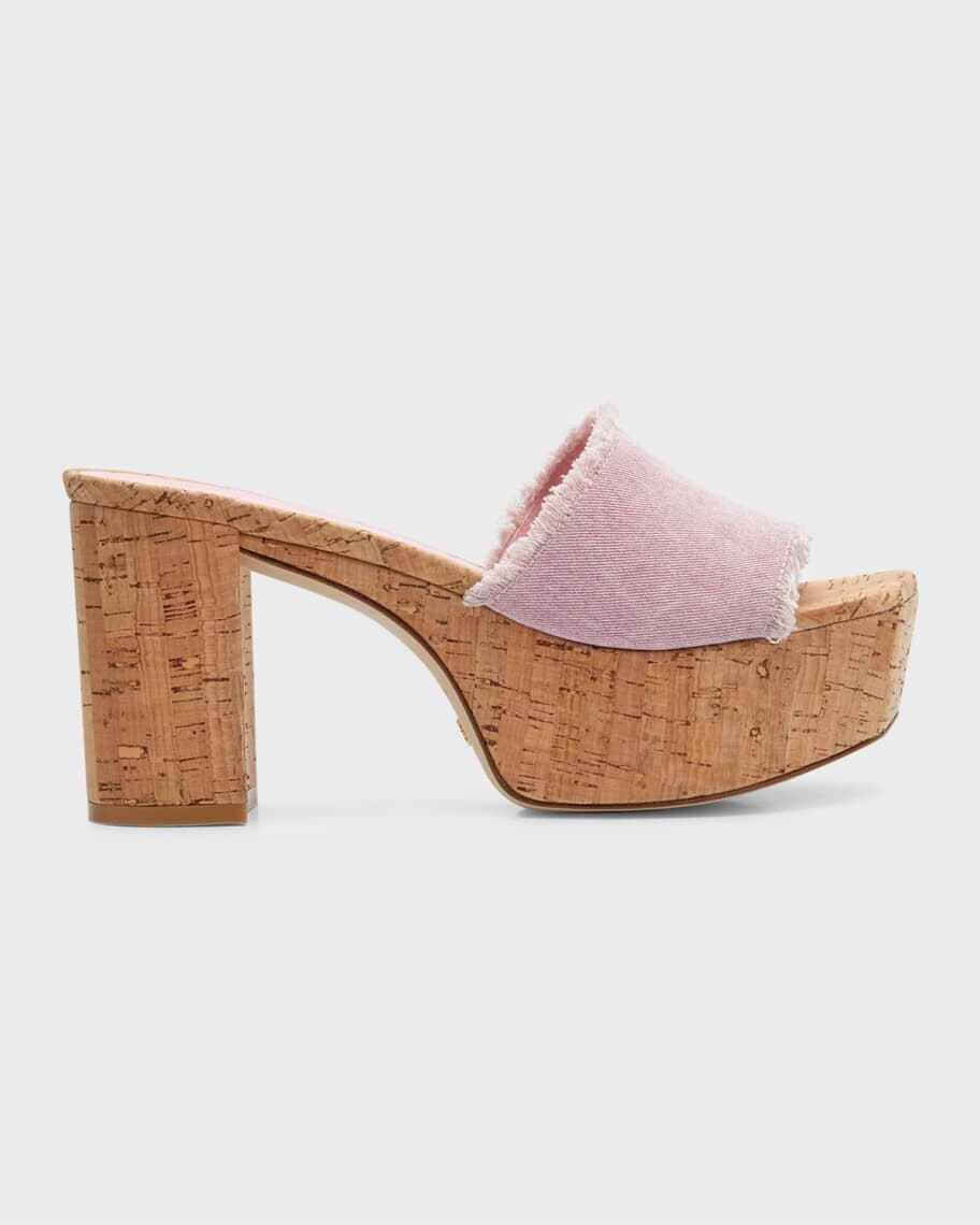 

Квадратные высокие джинсовые сандалии на платформе Stuart Weitzman