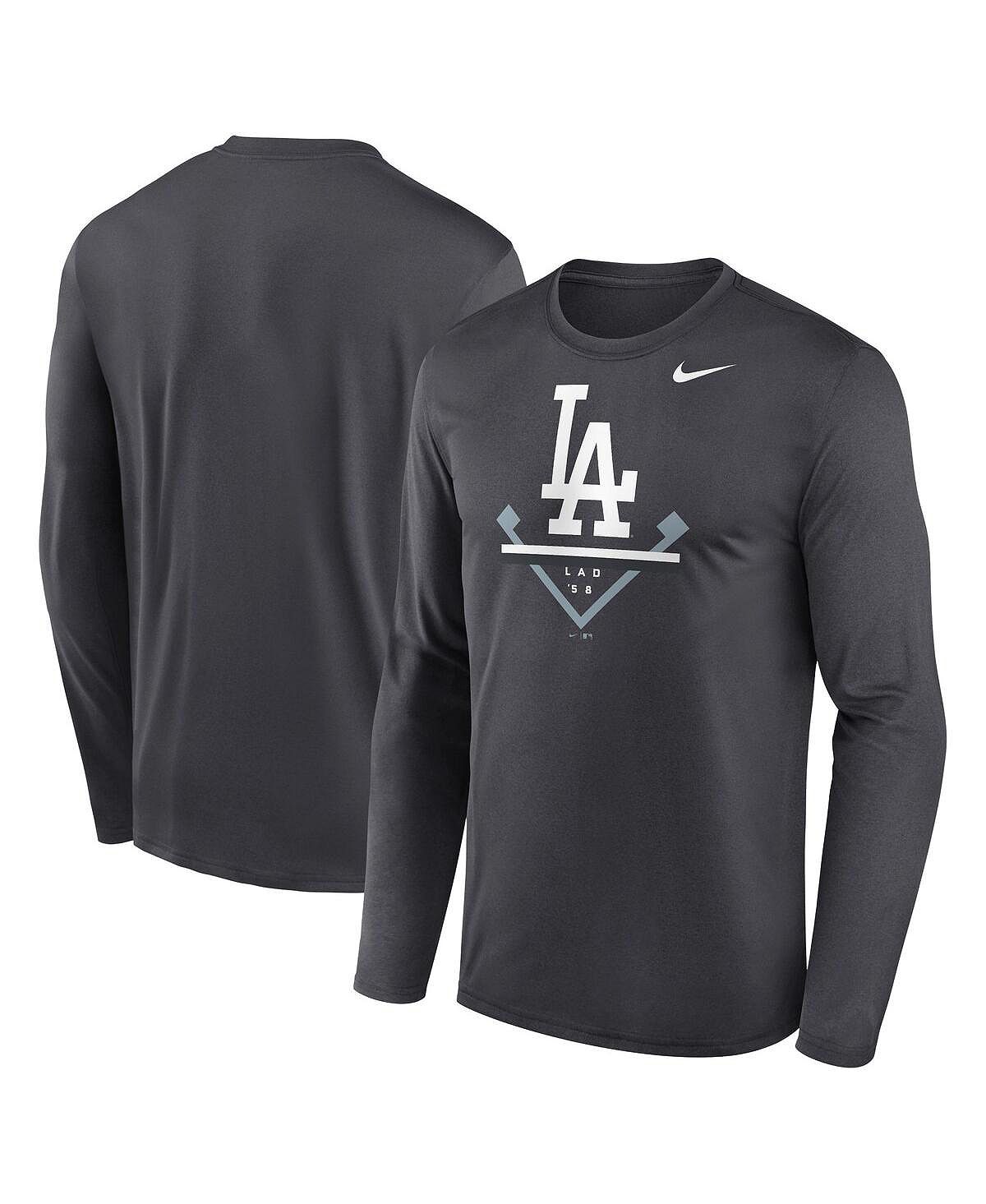 Мужская антрацитовая футболка с длинным рукавом Los Angeles Dodgers Icon Legend Performance Nike
