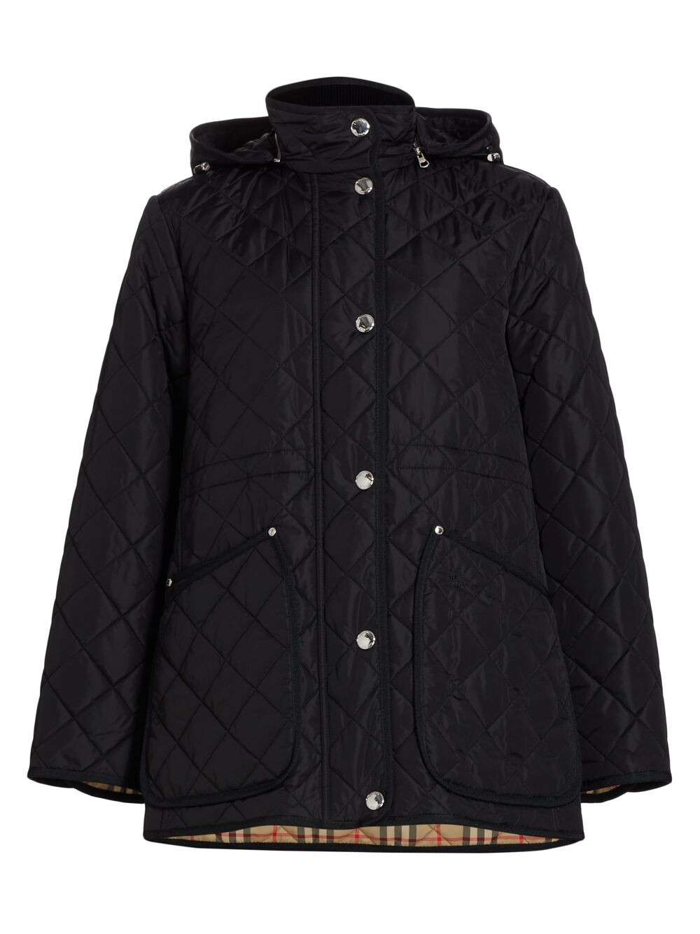 

Стеганая нейлоновая куртка со стегаными ромбами Burberry, черный