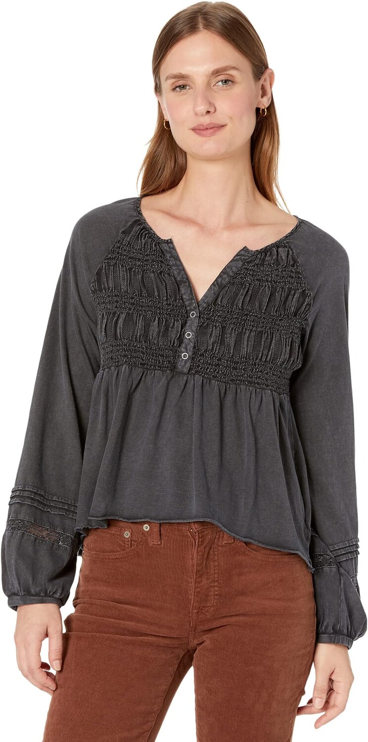 

Текстурированный топ Babydoll Lucky Brand, цвет Washed Black