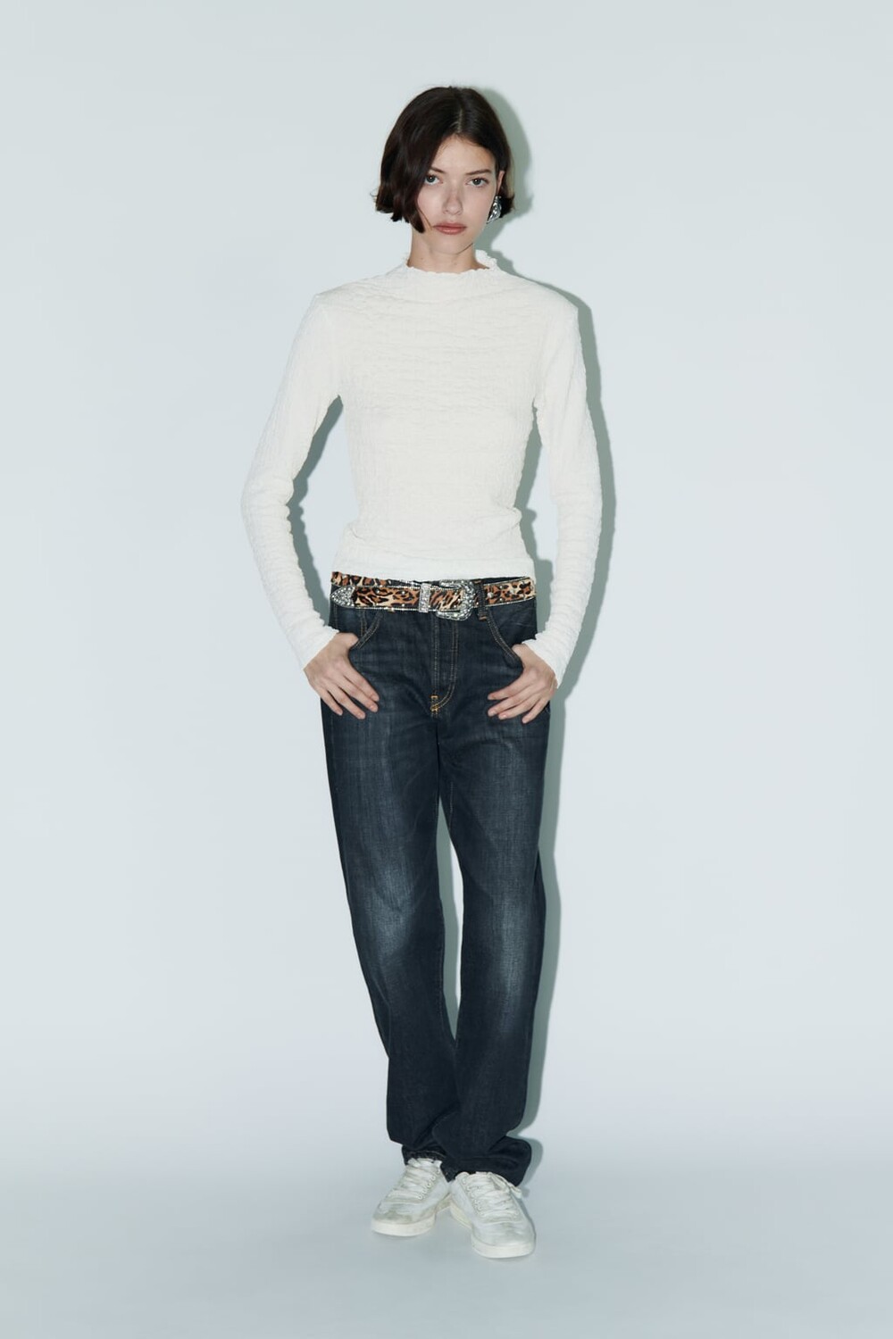 

Текстурированная футболка ZARA, белый
