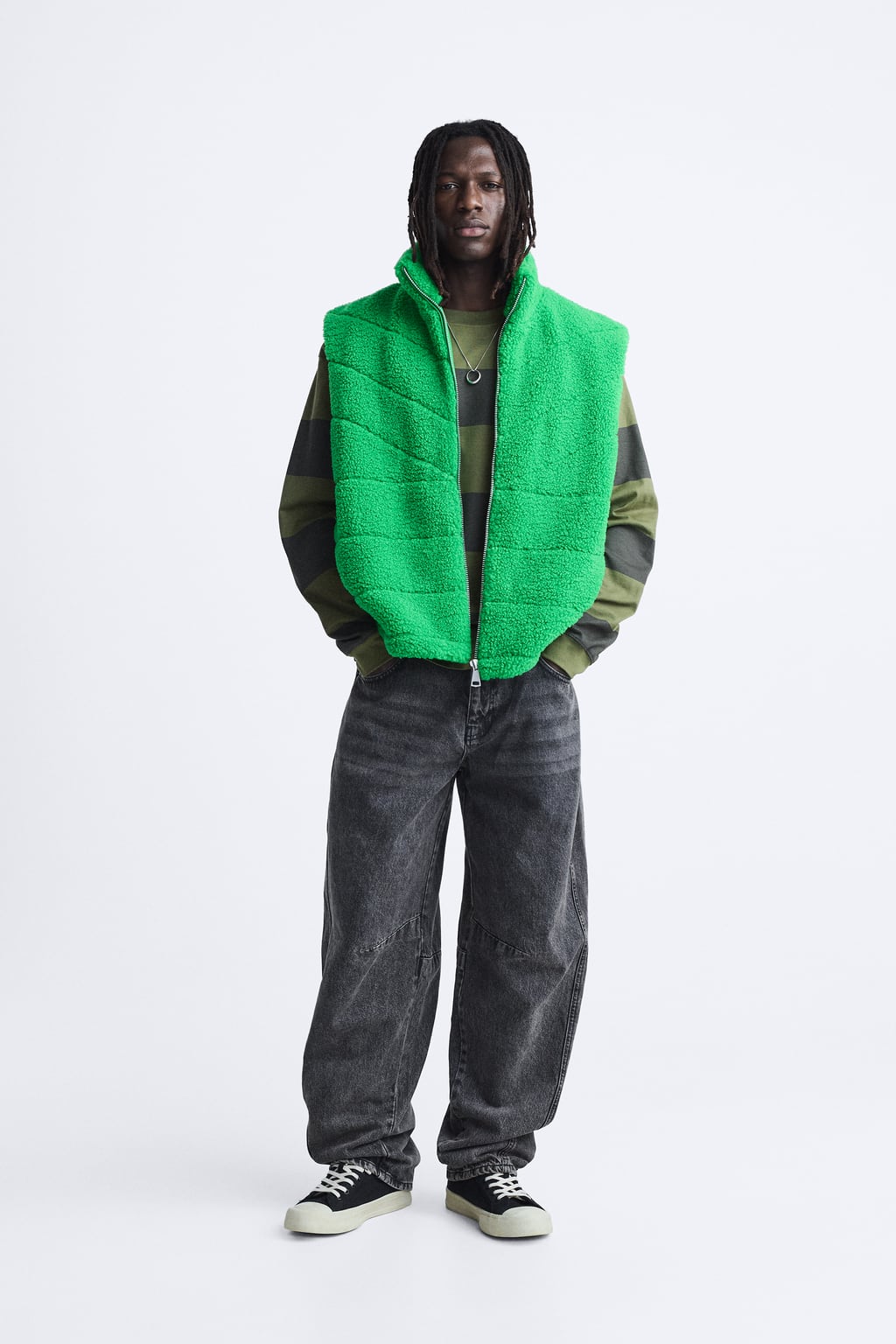 

Флисовый жилет ZARA, зеленый