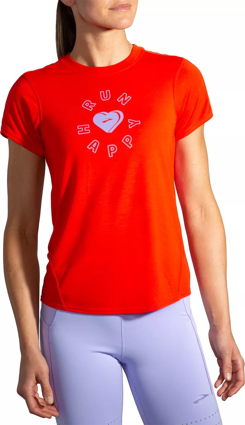 Женская рубашка с коротким рукавом и рисунком Brooks для дистанции brooks geraldine march