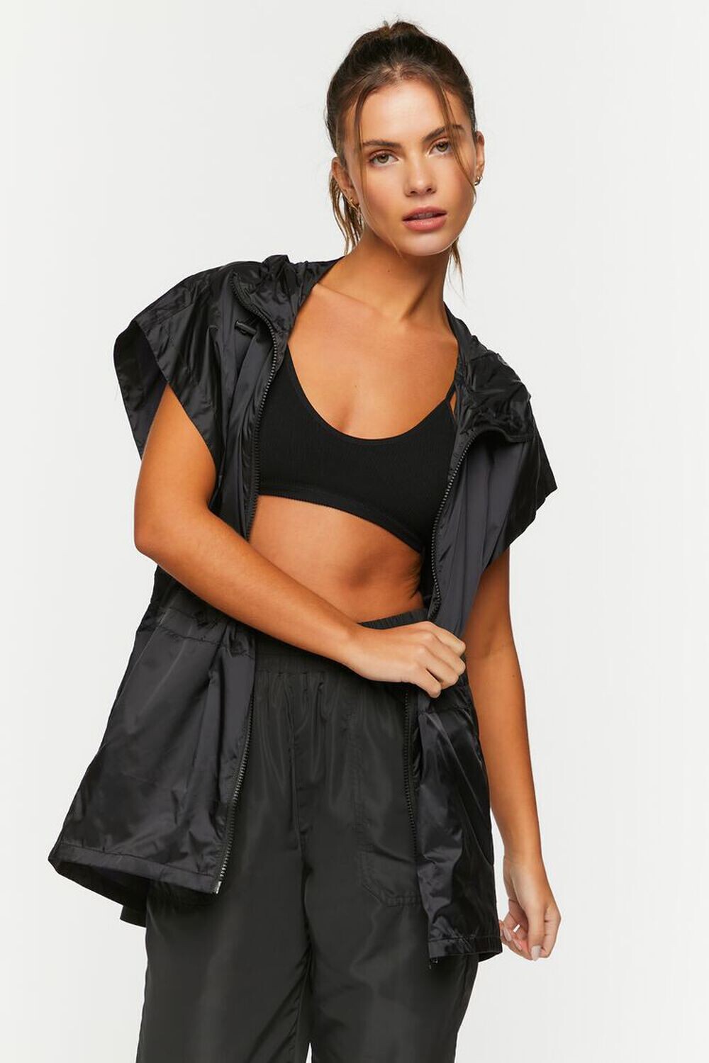 

Активный ветровка с капюшоном Forever 21, черный