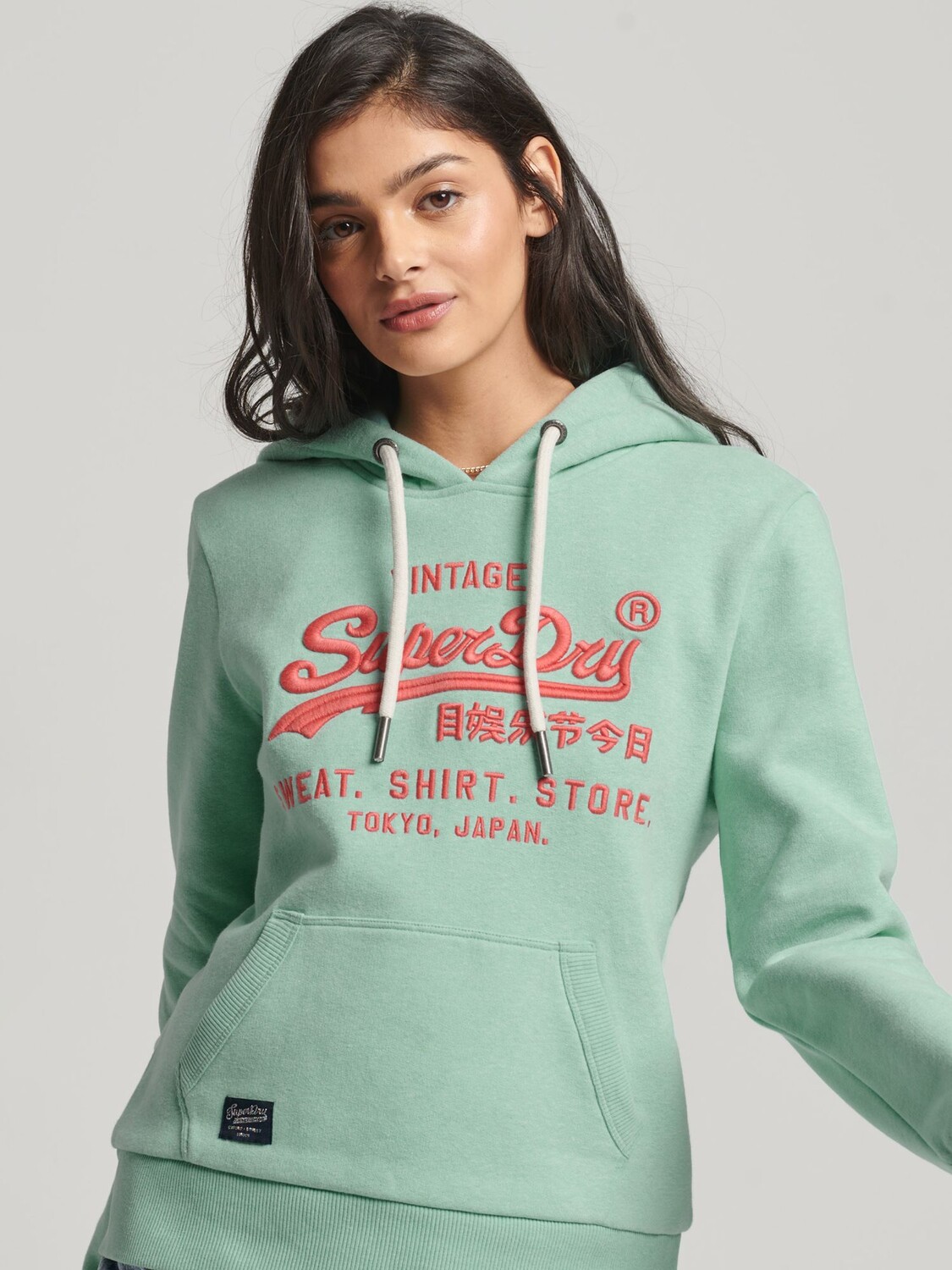 

Толстовка с неоновым винтажным логотипом Superdry, чеканенный зеленый мергель