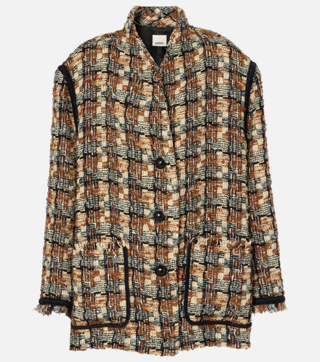 

Пальто из твида с добавлением шерсти Elanore Isabel Marant, цвет chestnut ecru