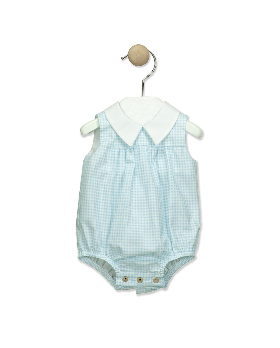Клетчатое платье без рукавов с V-образным вырезом для мальчика BABIDÚ, светло-синий цена и фото