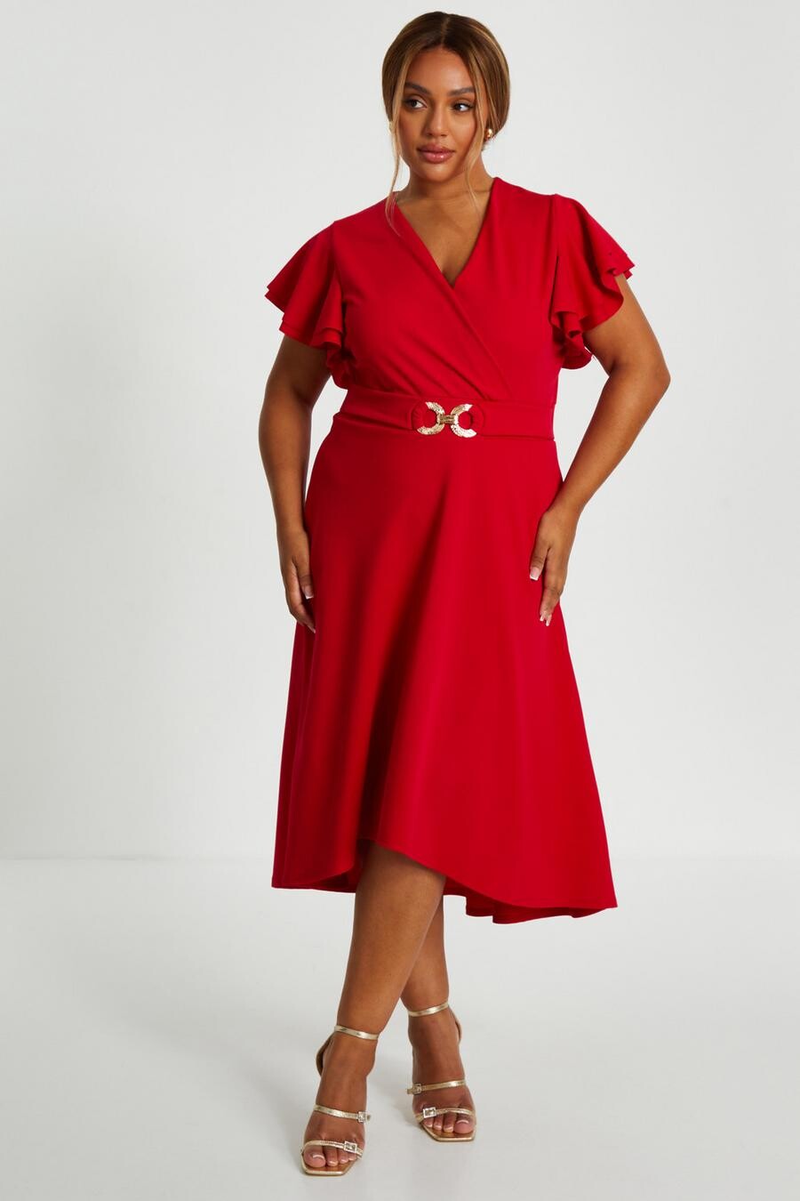 

Платье-миди Curve Red Skater QUIZ Clothing